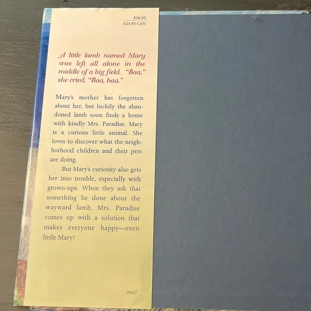 Mary Was a Little Lamb Book Hardback EUC First Edition 2004